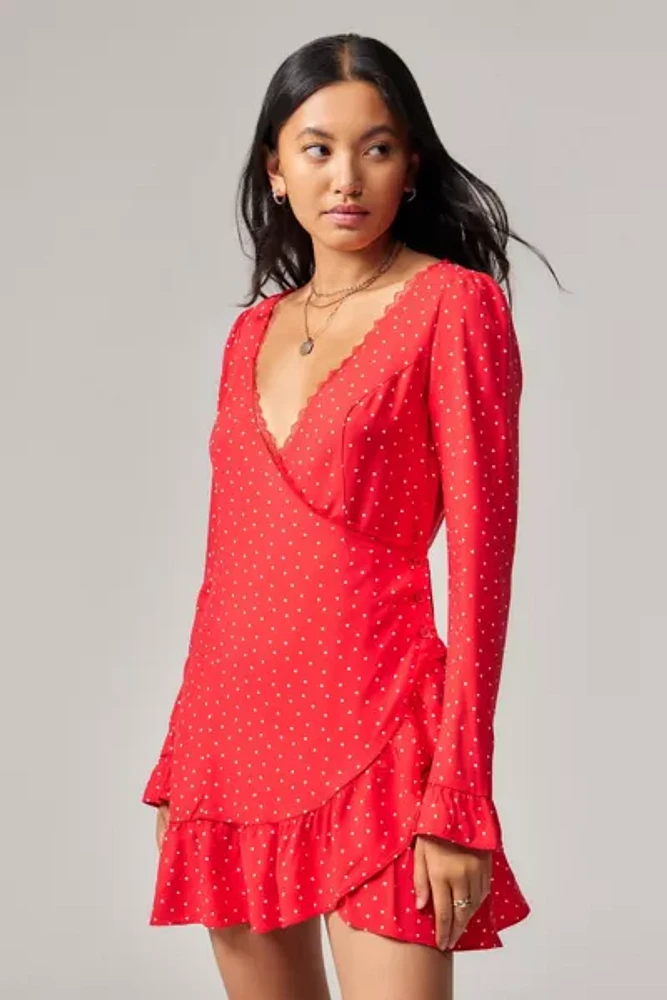 Light Before Dark Dara Polka Dot Wrap Dress