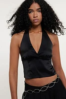 Silence + Noise Erika Satin Halter Top