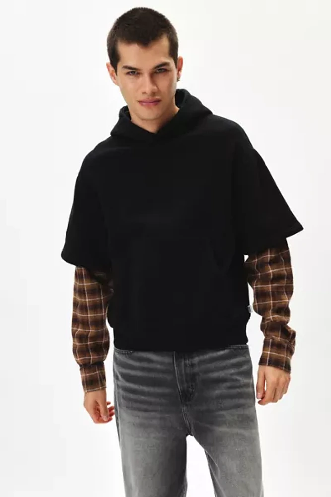 KROST Flannel Layered Hoodie Sweatshirt