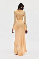 AFRM Cat Ruched Semi-Sheer Maxi Dress