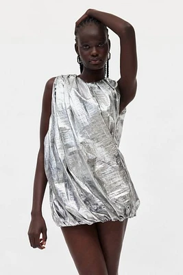 Private Policy Metallic Drape Mini Dress