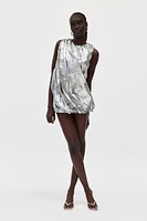 Private Policy Metallic Drape Mini Dress