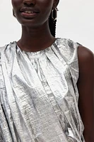 Private Policy Metallic Drape Bubble Mini Dress