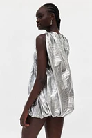 Private Policy Metallic Drape Mini Dress