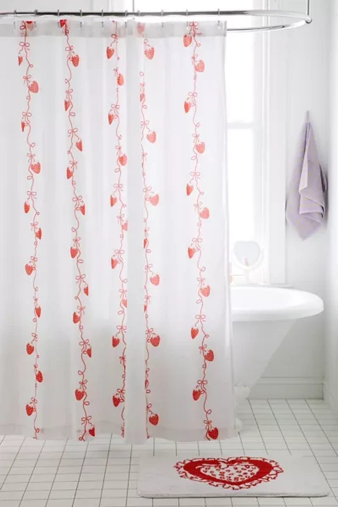 Strawberry Bows Shower Curtain