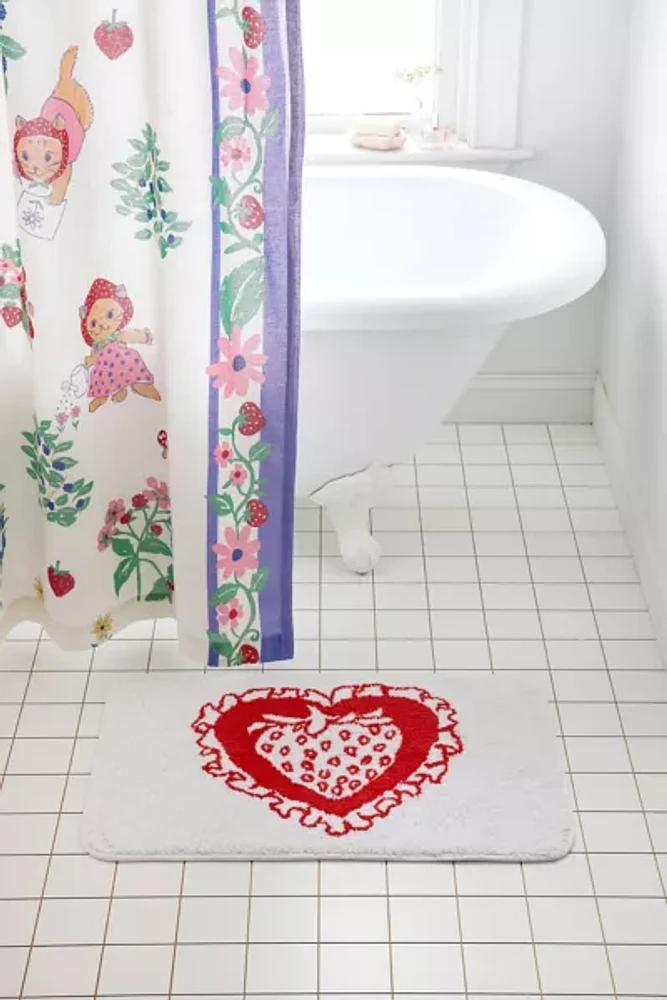 Strawberry Heart Bath Mat