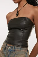 Silence + Noise Luna Faux Leather Tube Top