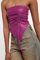 Silence + Noise Theo Ruched Faux Leather Tube Top