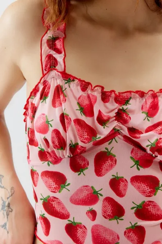 Urban Renewal Remnants Strawberry Ruffle Cropped Tank Top