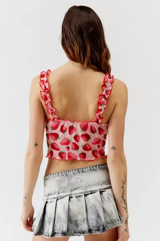 Urban Renewal Remnants Strawberry Ruffle Cropped Tank Top