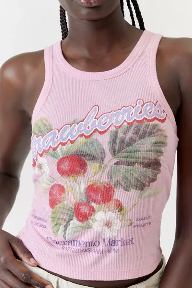 Fruit Graphic Ribbed Tank Top