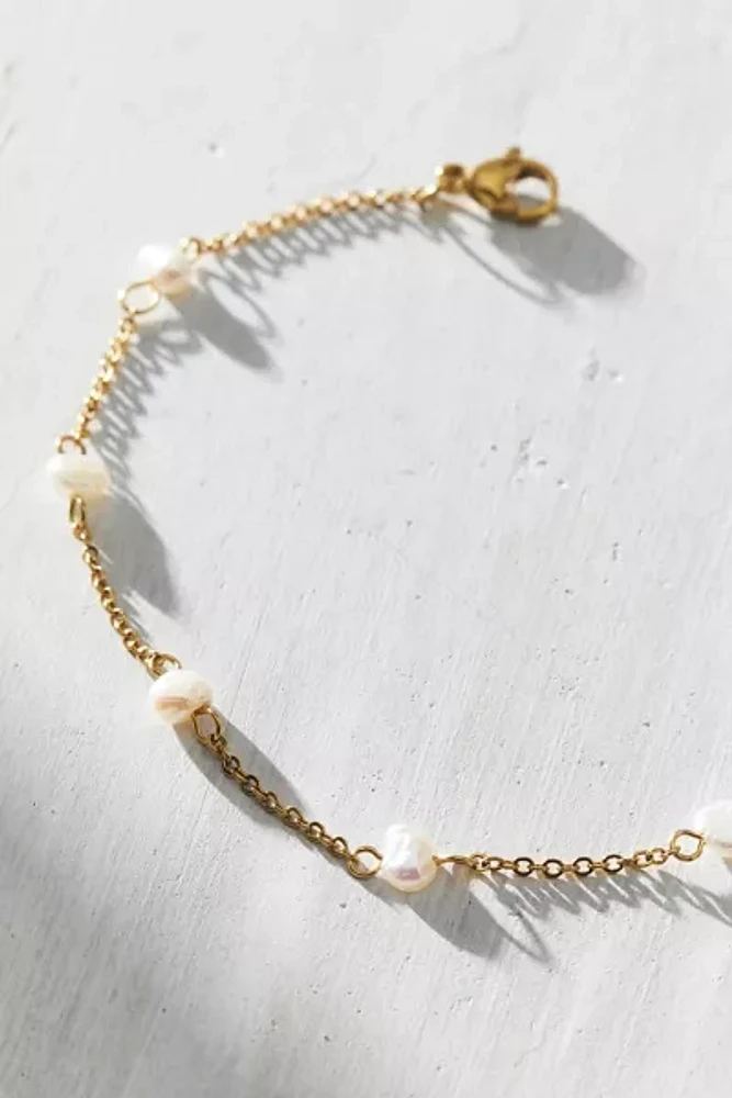 Ellie Vail Rosette Pearl Chain Anklet