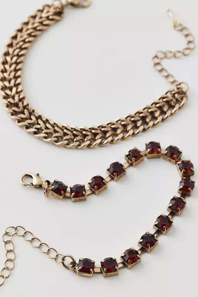 Rhinestone Chain Bracelet Set
