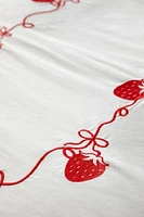 Embroidered Strawberry Duvet Cover