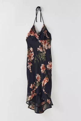 Vintage Floral Halter Midi Dress