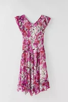 Vintage Floral Drop-Waist Midi Dress