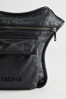 Washed Faux Leather Pocket Crossbody Bag