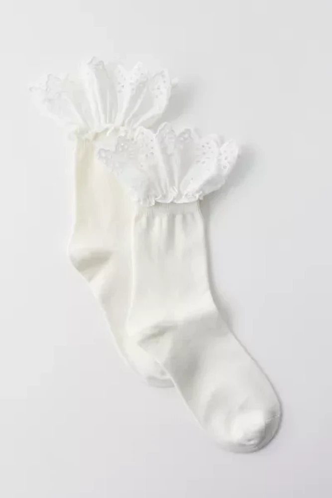 Nala Eyelet Ruffle Crew Sock