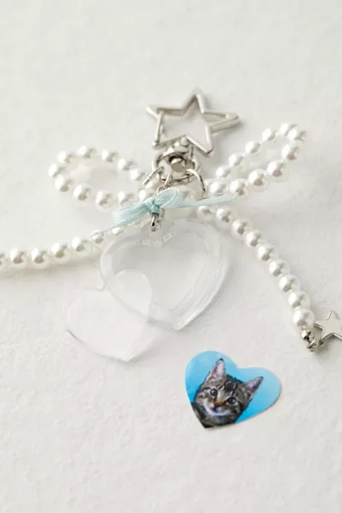 Pearl Bow Locket Keychain