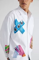 XLARGE Various Letter Long Sleeve Button-Down Shirt