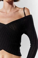 Silence + Noise Delaney Off-The-Shoulder Cropped Sweater