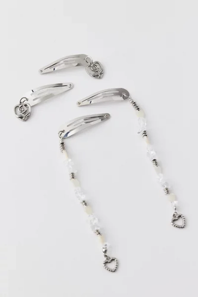 Heart Charm Snap Clip Set