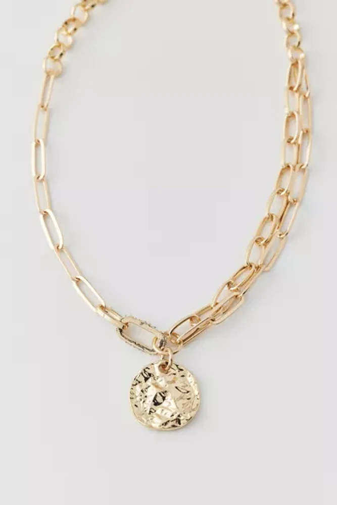 Hammered Coin Charm Necklace