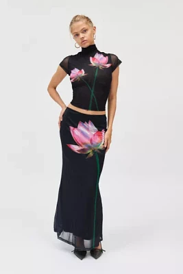 Another Girl Digital Flower Crop Top & Maxi Skirt Set