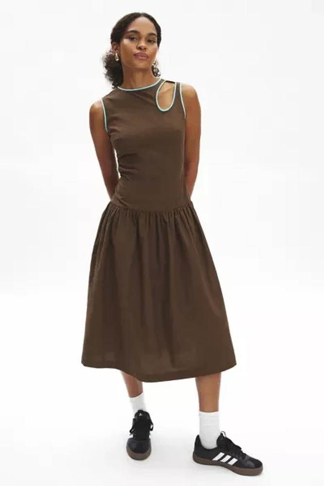 Another Girl Drop Waist Cut-Out Midi Dress