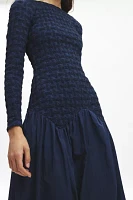 Another Girl Ruched Drop Waist Midi Dress