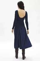 Another Girl Ruched Drop Waist Midi Dress