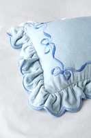 Lacey Bows Velvet Ruffle Bolster Pillow