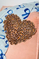 Leopard Ruffle Heart Throw Pillow