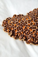Leopard Ruffle Heart Throw Pillow