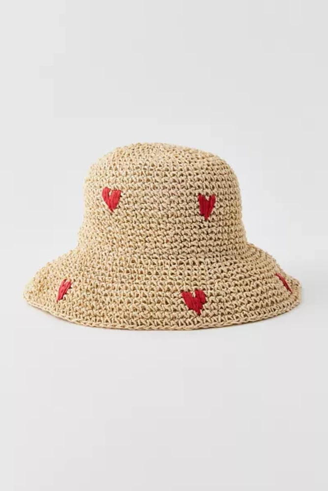 Heart Floppy Straw Hat