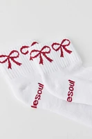 Doublesoul Holly Bow Quarter Crew Sock 3-Pack
