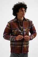 Wax London Whiting Plaid Wool Long Sleeve Button-Down Overshirt