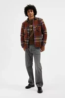 Wax London Whiting Plaid Wool Long Sleeve Button-Down Overshirt