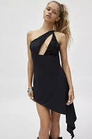 By.Dyln Elena Black Asymmetric One-Shoulder Mini Dress