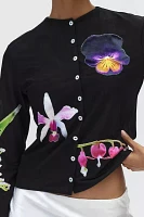 Tyler McGillivary Pansy Applique Cardigan