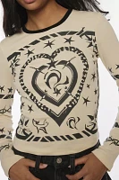 Heart Tattoo Graphic Long-Sleeve Ringer Tee
