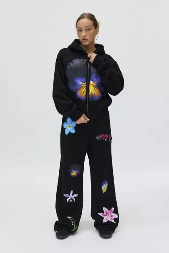 Tyler McGillivary Pansy Embossed Graphic Zip Up Hoodie Sweatshirt