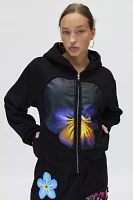 Tyler McGillivary Pansy Embossed Graphic Zip Up Hoodie Sweatshirt