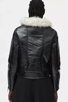 Unreal Fur Wet Look Aviator Jacket