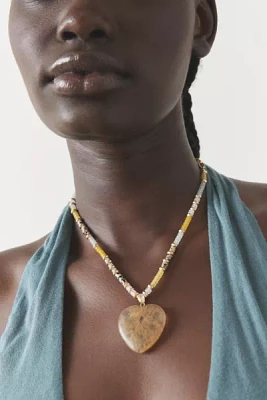 Stone Heart Beaded Necklace