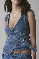 Abrand Dalia City Wrap Denim Top