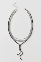 Rhinestone Lariat Layered Necklace