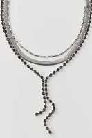 Rhinestone Lariat Layered Necklace