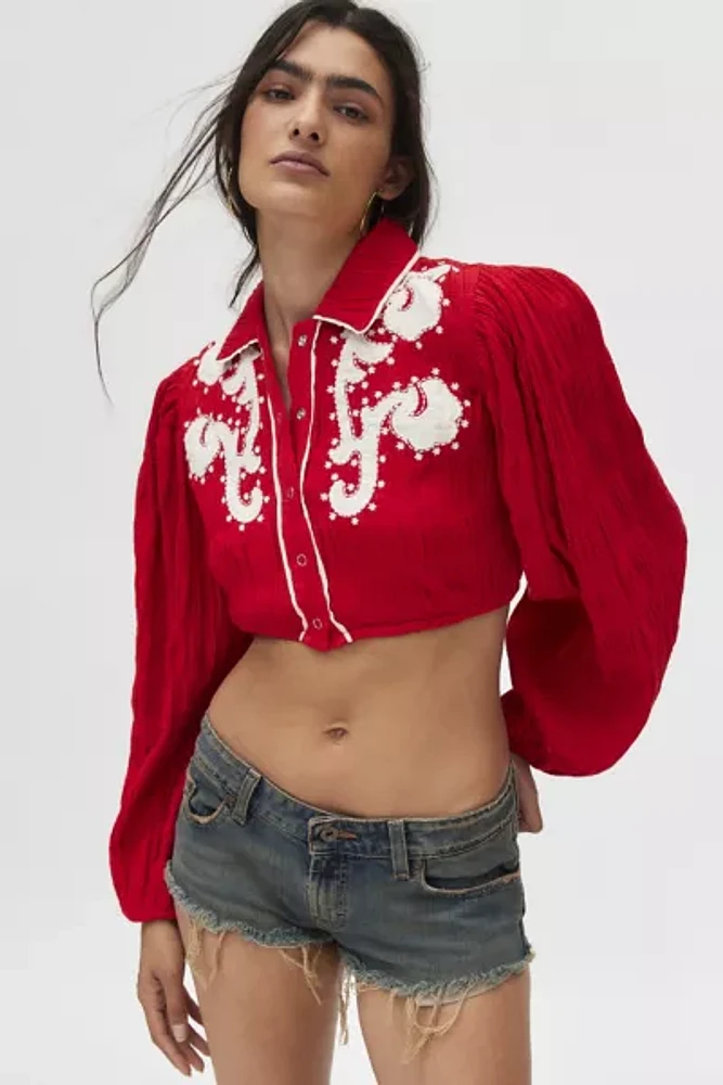 Kimchi Blue Julia Western Cropped Blouse