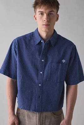 UO Stripe Pattern Cutoff Oxford Shirt